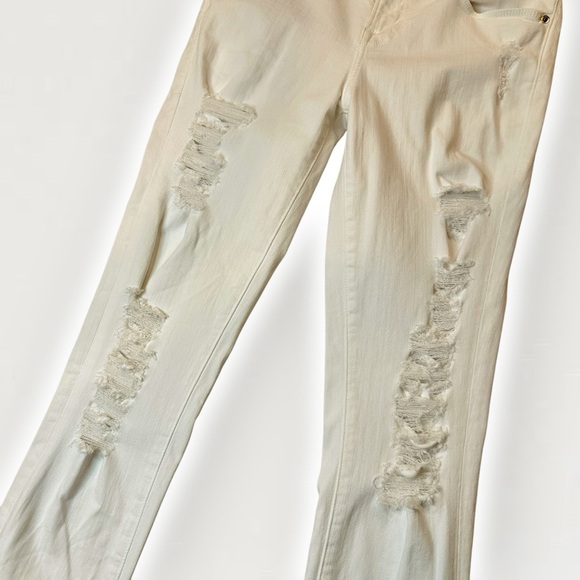 Frame Denim Distressed Le Skinny De Jeanne Skinny Jeans in “Blanc” White Size 26 - Picture 10 of 16